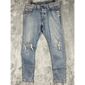 Diesel Tepphar Slim Carrot Distressed Jeans Light Wash Blue 084XT Mens W32 L30